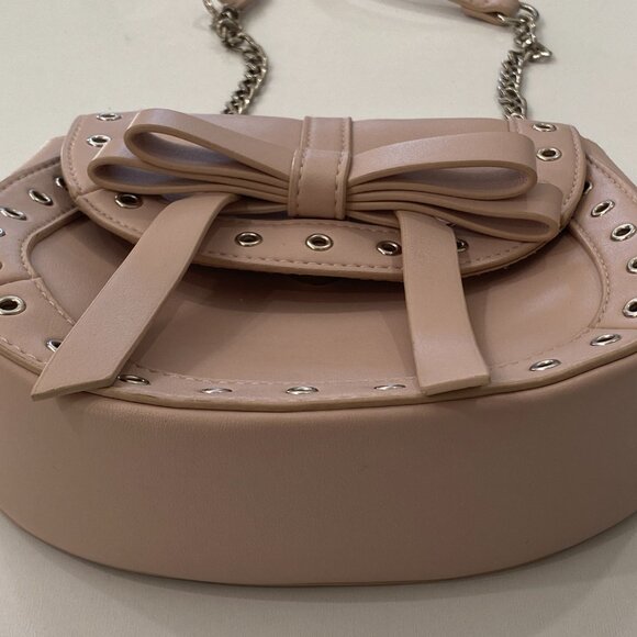 Express Pink Grommet Bow Crossbody Bag Purse Chain - Picture 6 of 7